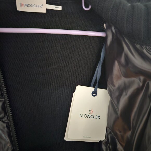 NWT Moncler Cardigan Tricot Down Puffer Small Jacket Black COMPANY LOGO READ - Picture 3 of 13